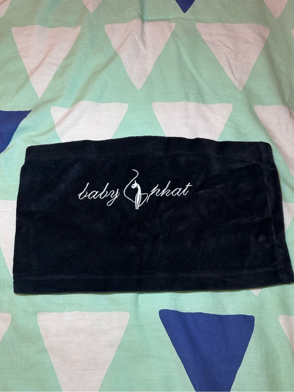 Forever 21 x Baby Phat Black Velour Logo Tube Top